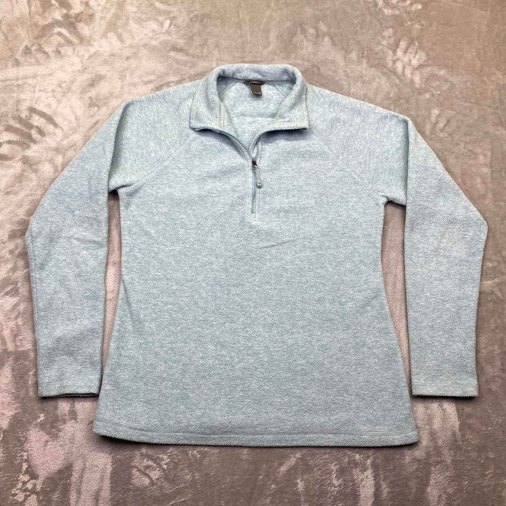 Eddie Bauer Soft Fleece Quarter Zip Pullover Women's Small Long Sleeve Blue Boho
